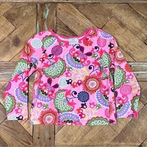 Hanna Andersson Floral Print Long Sleeve Shirt Colorful Top Size 110 5T‎